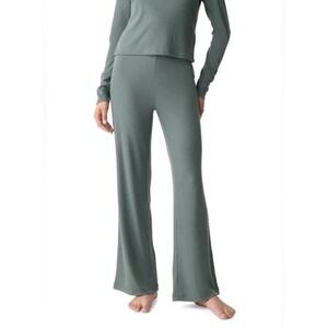 GAP Body Womens Size Large Ribbed High Waisted Pajama Pants in Green $49 2399